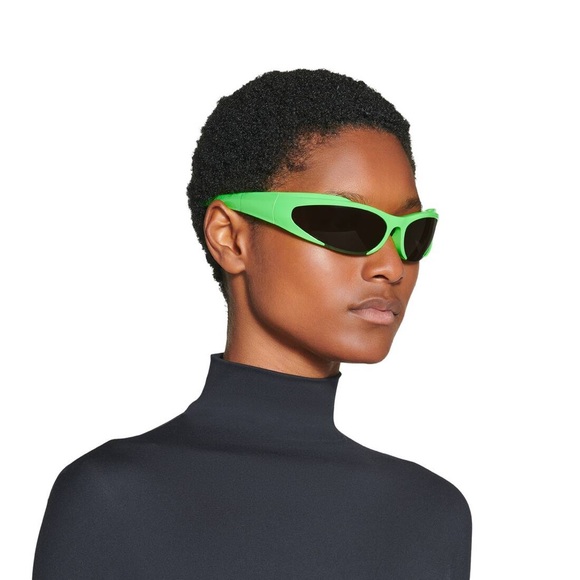 NEW BALENCIAGA BB0253S 005 OVAL GREEN GREY UNISEX SUNGLASSES BALENCIAGA - Picture 1 of 11